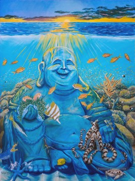 Bouddhisme de récif de Bouddha riant Peinture à l'huile